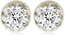 Platinum Overlay Sterling Silver "100 Facets Collection" Round Cubic Zirconia Stud Earrings