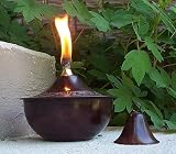 Maui Outdoor Oil Lamp Pot - 8 Inch - Embossed Patina Finish