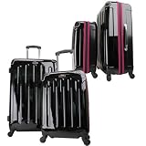 Produkt-Bild: Swiss Case 2-Teiliges Hartschalen 4-Rad Kofferset Schwarz/Pink