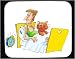 Decorated Mouse Pad with man, body, individuals, individual, humans, person, human, persons, cat, people, pet, morning, bed