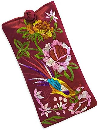 Eyeglass Pouch - Embroidered Floral (Red)