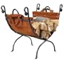 Uniflame Olde World Iron Log Holder with Suede Leather Carrier