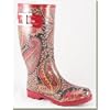 Jeffrey Campbell - Women's Fur Lined Orange Paisley Rain Boots
