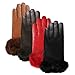 Luxury Lane Women's Rabbit Fur Cuff Cashmere Lined Lambskin Leather Gloves