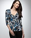 Alfani Three-Quarter-Sleeve Printed Top with Inset