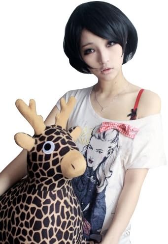 Korean Sytle Sweet Fashion Girl's Black Short Straight Hair Bobo Head Wig