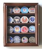 XS Casino Chip / Coin Display Case Cabinet Holders Rack w/ UV Protection, Walnut