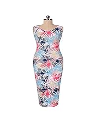 Sexy Sleeveless Floral Print Summer Full Length Illusion Cotton/Polyester Club Dress/Evening Dress/Party Dress/Maxi Dress 