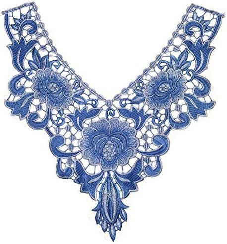 Embroidered Multicolors Floral Plant Lace Neck Collar Patches Trim Applique Motif Sewing Accessories 1 pc