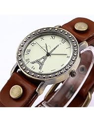 Cool Black Orang Woman watch Leather Lady Women Fashion Analog Quartz Watch