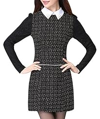 Cotton/Polyester Fall Ruched Embroidered Applique Short Long Sleeves Checkered Print Floral Print Scoop Neck Club Dress 