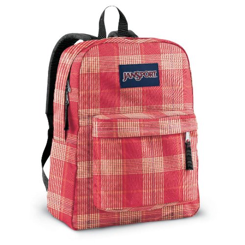 JanSport Superbreak Backpack (Pink Prep/Vanilla Ice White Reno Plaid)
