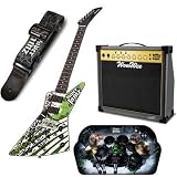 Wow Wee Paper Jamz Guitar - Style 5 Plus Drums, Amp, and Guitar Strap Bundle