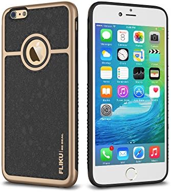 iPhone 6s Case, FLIKU Combo Series, Slim Hybrid [PC+TPU] Perfect Fit [Anti-Sratch] Case with Shock Absorption [Hard Protection] Trim Bumper - for iPhone 6s / iPhone 6 4.7 Inch [Full Body Cover] - Gold