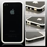 Invero SCHWARZ / WEISS Hartplastik Bumper Schutzhülle Etui mit Metall-Buttons für Apple Iphone 4 (Alle Versionen)