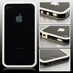 Invero SCHWARZ / WEISS Hartplastik Bumper Schutzh�lle Etui mit Metall-Buttons f�r Apple Iphone 4 (Alle Versionen)