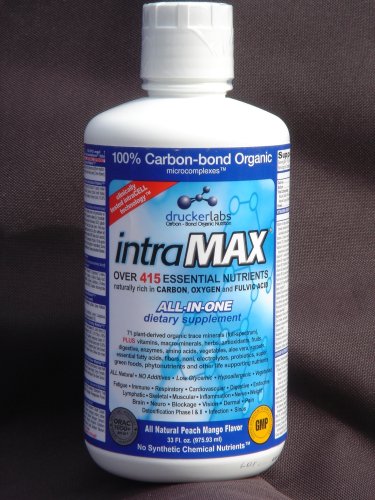 intraMAX Liquid Nutrition, Peach Mango Flavor, 8g fiber/4g protein per serv., Vitamins, Minerals, Enzymes, Fiber, 33 oz – 1 Month Supply