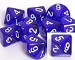 Translucent 16mm Polyhedral Blue/white d10 Dice