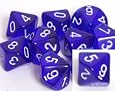 Translucent 16mm Polyhedral Blue/white d10 Dice