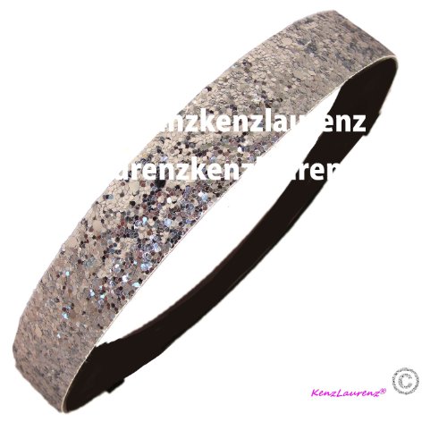 Silver Glitter Headband by Kenz Laurenz - Elastic Stretch Sparkly Headbands for Teens Girls Women Softball Volleyball Basketball Sport Teams Set Pack Store