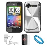 Silver Metallic Cosmo Wave Design Protective Snap-On Case Cover for HTC Dro ....