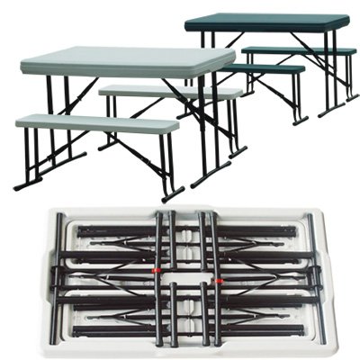 Foldable 3 Piece Portable Picnic Table & Benches Outdoor WHITE