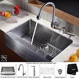 33 in. Farmhouse Single Bowl Sink w Faucet & Soap Dispenser