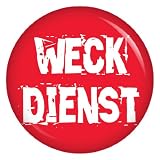 Weckdienst Button Ansteckbutton 37mm für Wickeltasche oder Kinderwagen