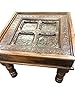 INDIAN COFFEE TABLE Solid Old Wood Window Shutter Coffee Table with Brass Accent