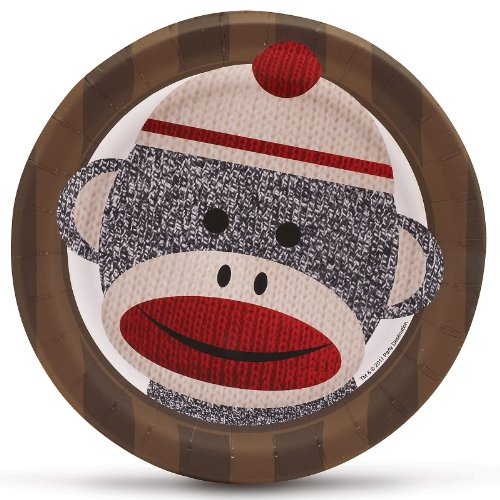Sock Monkey Red Dessert Plates 8 Party SuppliesB0056LKOB8 