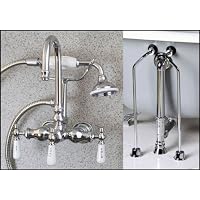 Chrome Gooseneck Clawfoot Tub Faucet Handshower Drain Supply