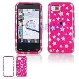 Samsung Eternity A867 Cell Phone Hot Pink/Silver Stars Design Protective Case Faceplate Cover