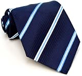 Paul Smith Navy and Blue Striped Silk Necktie PS-TIES-16