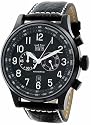 Davis - Montre XXL Aviamatic - Waterproof Chronographe - Bracelet en Cuir Noir surpiqu&eacute;