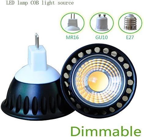 Lot of 10 PCS Dimmable 12V 3W MR16 COB LED Light Bulbs - 3000k Warm White LED Spotlights 30W Equivalent - 280LM 35 Degree Beam Angle for Landscape Scene Home Lighting and Architectural lighting Dimension:50*H42mm