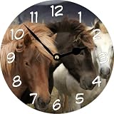 Rikki KnightTM Three Horses Art Large 11.4 Wall Clock - Ideal Gift for all Occassions