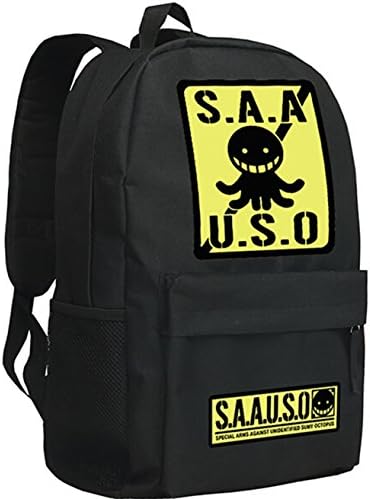 Happy Bag Anime Assassination Classroom Cream-colored Canvas Shoulder Schoolbag (Black Flag)