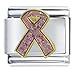 Pink Ribbon Breast Cancer Enamel Italian Charm