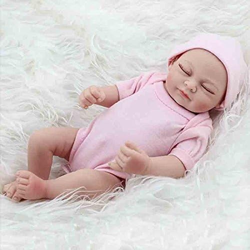 Cute Mini 11inch Silicone Reborn Baby Dolls Toys Lifelike Newborn Baby Dolls Toys for Kids (Color: Ivory)
