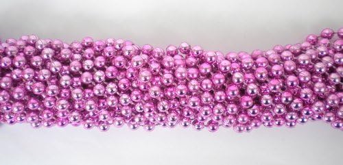 33 inch 7mm Round Metallic Pink Mardi Gras Beads - 6 Dozen (72 necklaces) by Mardi Gras beads