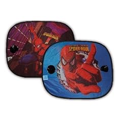 2 Stk. Sonnenschutz Spiderman Seitenscheibe Sonnenblende Motiv Spider-Man Spider Man Marvel Action Figur Kind Kinder Junge rot schwarz Auto Fensterschutz Auto mit 2 Saugn�pfen Befestigung Seitenfenster