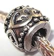 Murano Style Spacer Bead Fits Pandora Antique Silver with Raised Hearts and Little Balls, 10mm (1)