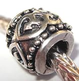 Murano Style Spacer Bead Fits Pandora Antique Silver with Raised Hearts and Little Balls, 10mm (1)
