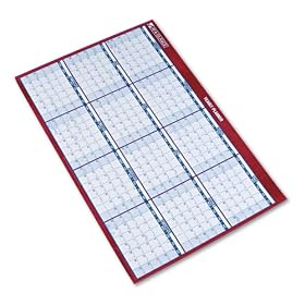 At-A-Glance Reversible Erasable Horizontal Vertical Yearly Wall Planner, 24 X 36, Red Blue... by At-A-Glance