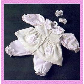 Retired Rare Green Pinafore W pink Flowers + Hair Ties 20 Doll Outfit by Adora