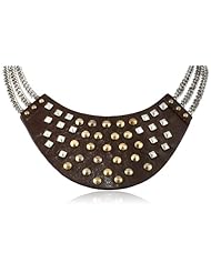 The SAK Stud Leather Bib Neckalce, 16"+3" Extender