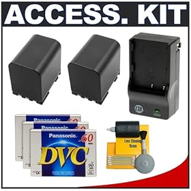 Spare Rechargeable Batteries (x2) with Mini Charger for Canon BP-2L12 + Panasonic MiniDV... by