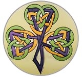 7 ROUND Stained ART Glass CELTIC Irish WOVEN SHAMROCK Design WINDOW Panel