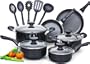 Cook N Home 15 Piece Non stick Aluminum Soft handle Cookware Set