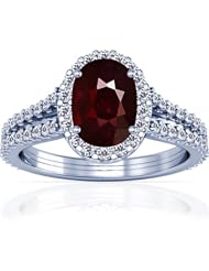 14K White Gold Cushion Cut Ruby Ring With Sidestones (GIA Certificate)